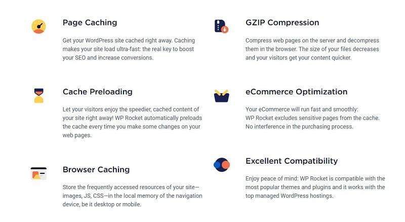 features of cache plugin wp rocket