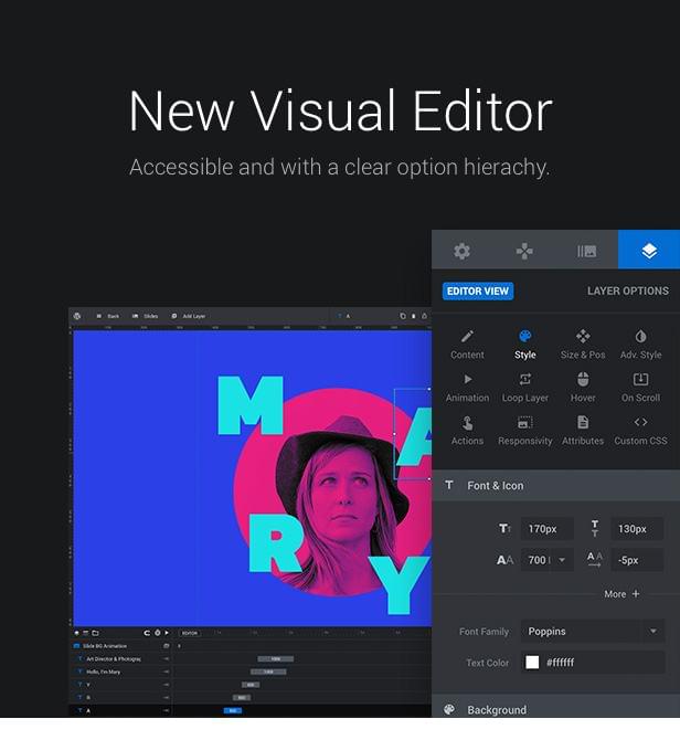 New Visual Editor Slider Revolution Responsive WordPress Plugin"