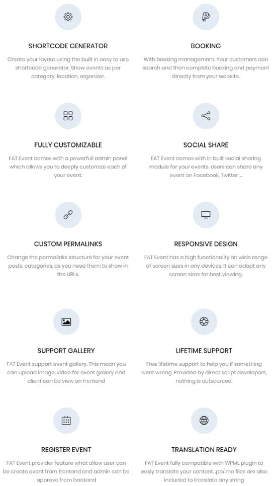 Features FAT Event – WordPress Event and Calendar Booking