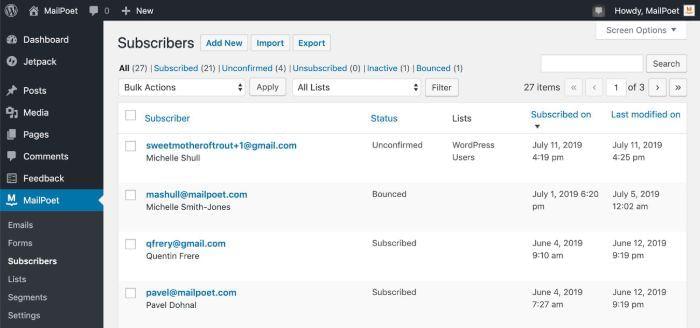 Import subscribers (via CSV file or directly from MailChimp)