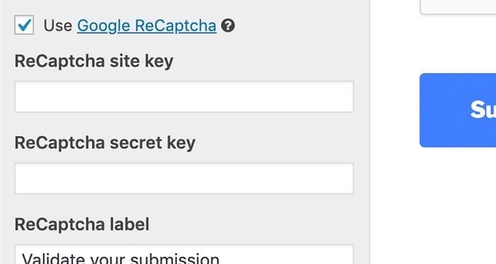 happy form Integrate reCaptcha