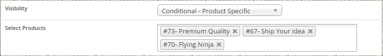 Products with specific display conditions